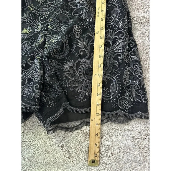 Badgley Mischka  Women’s Romper Corrine Black and Silver Sequin 6 - Picture 11 of 16